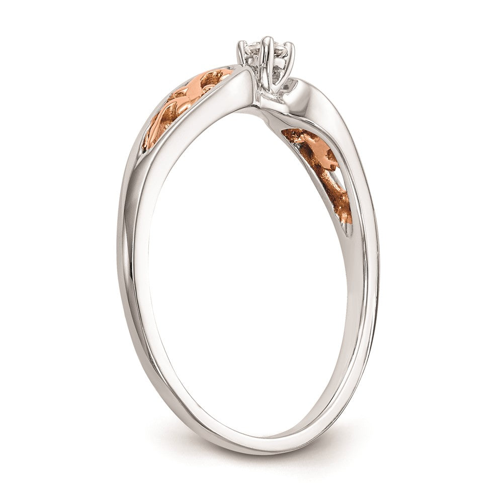 14K White Gold & Rose Gold Comp. Real Diamond Promise/Engagement Ring