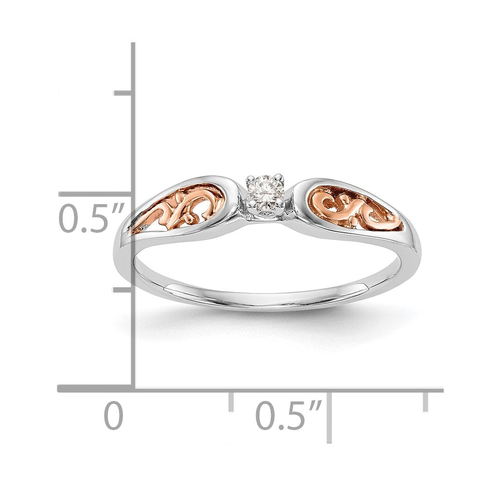 14K White Gold & Rose Gold Comp. Real Diamond Promise/Engagement Ring