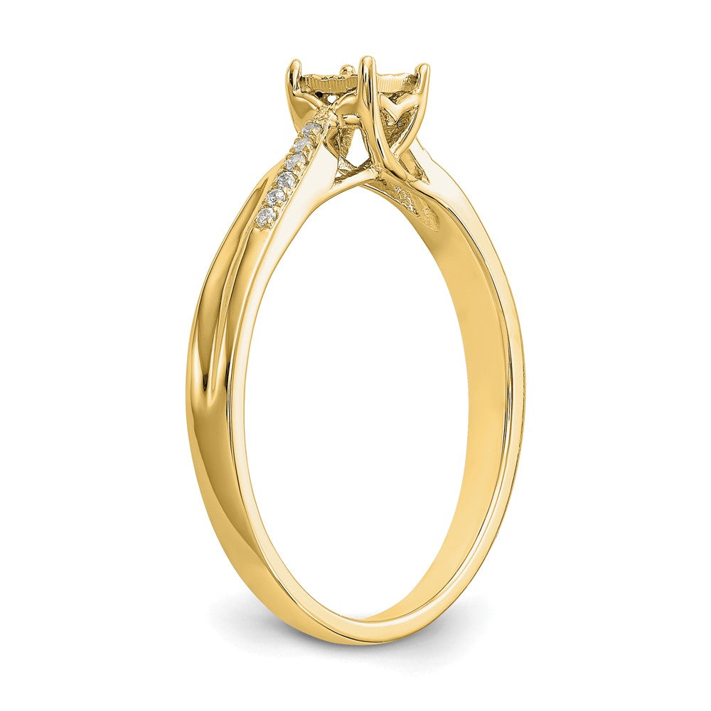 0.08ct. CZ Solid Real 14K Yellow Gold Complete Engagement Ring