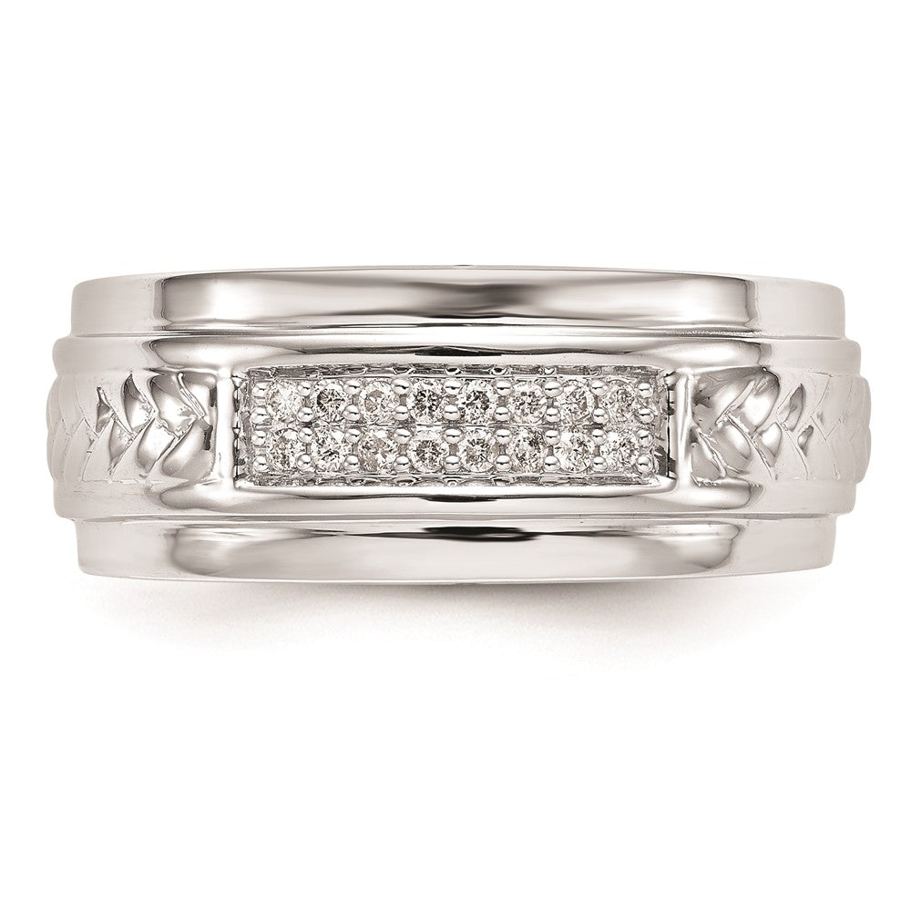 14K White Gold Real Diamond Trio Men's Wedding Band