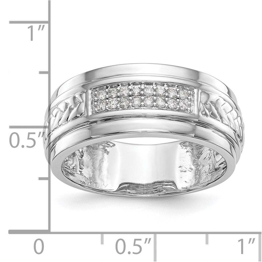 14K White Gold Real Diamond Trio Men's Wedding Band