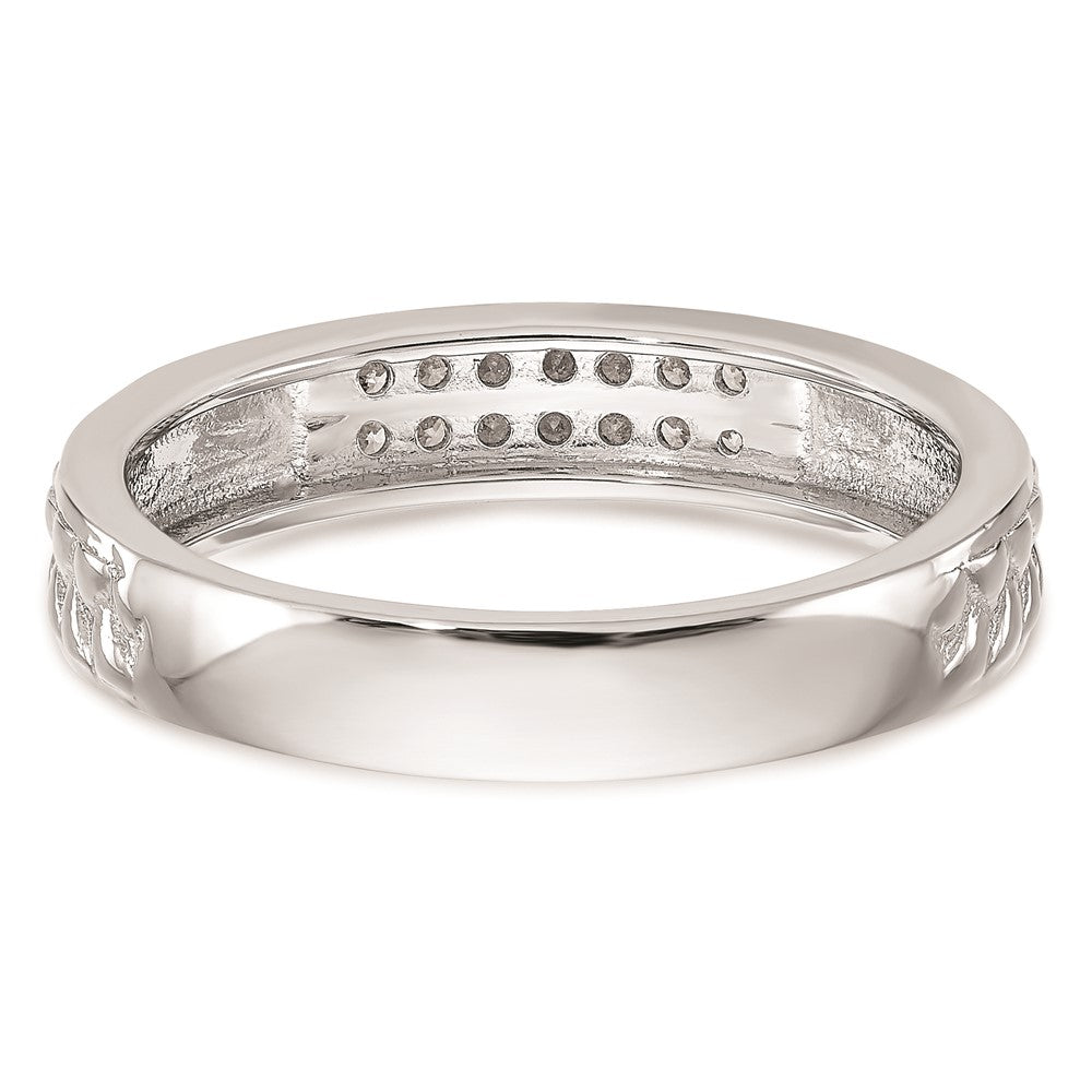 14K White Gold Real Diamond Trio Ladies Wedding Band