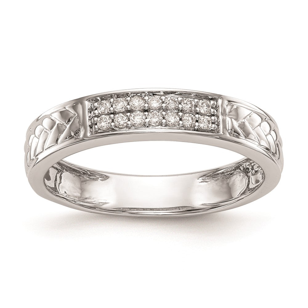 14K White Gold Real Diamond Trio Ladies Wedding Band