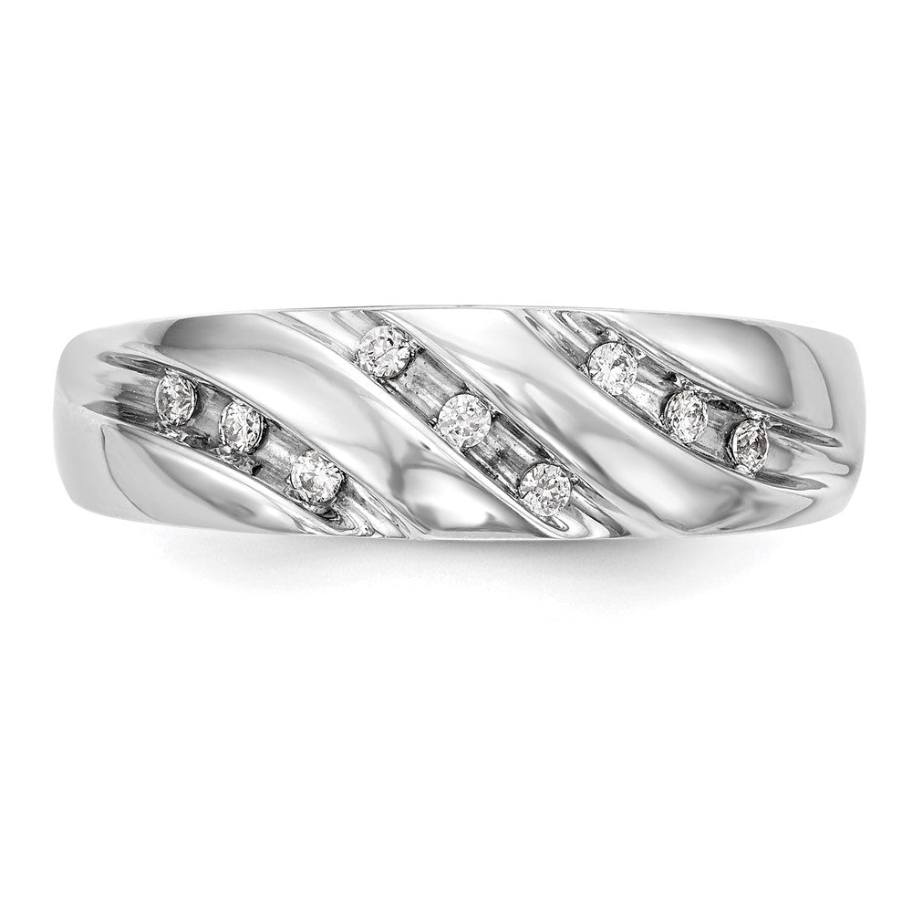 14K White Gold Complete Real Diamond Trio Men's Wedding Band