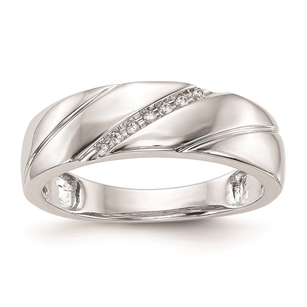 14K White Gold Complete Real Diamond Trio Men's Wedding Band