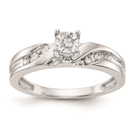 0.13ct. CZ Solid Real 14K White Gold Complete Trio Engagement Ring