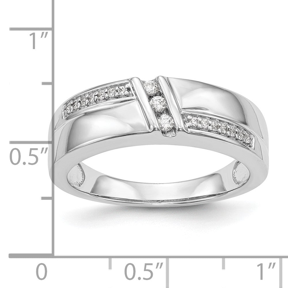 14K White Gold Complete Real Diamond Trio Men's Wedding Band