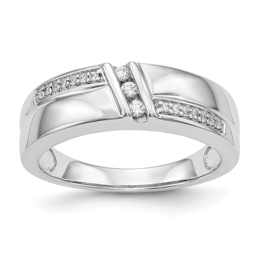 14K White Gold Complete Real Diamond Trio Men's Wedding Band