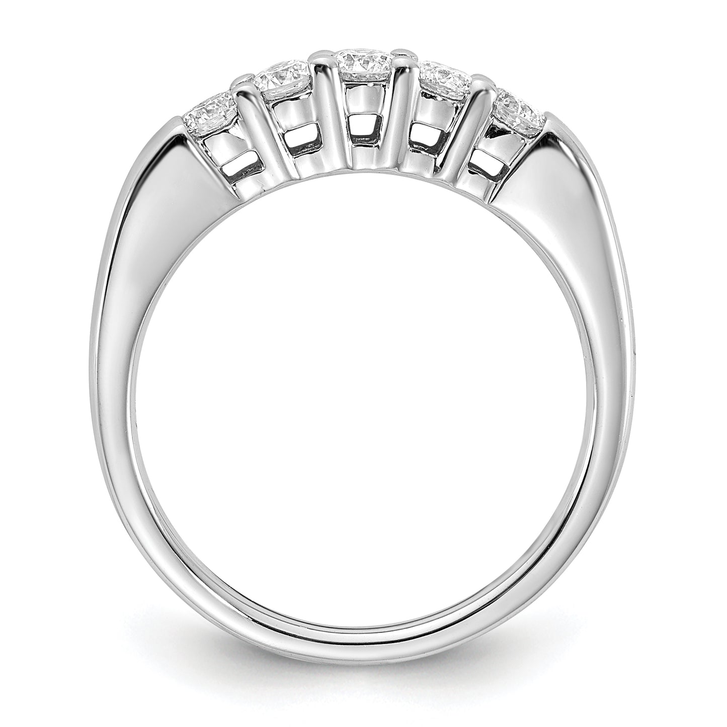 0.50ct. CZ Solid Real 14K White Gold 5-Stone Wedding Band Ring