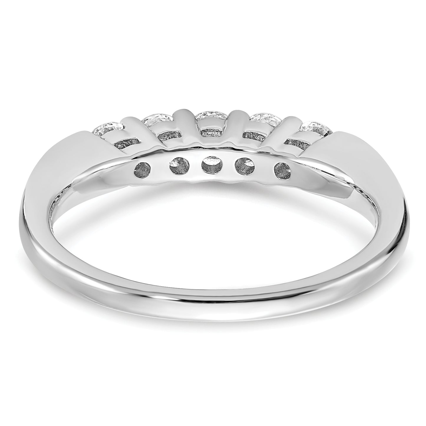 0.50ct. CZ Solid Real 14K White Gold 5-Stone Wedding Band Ring