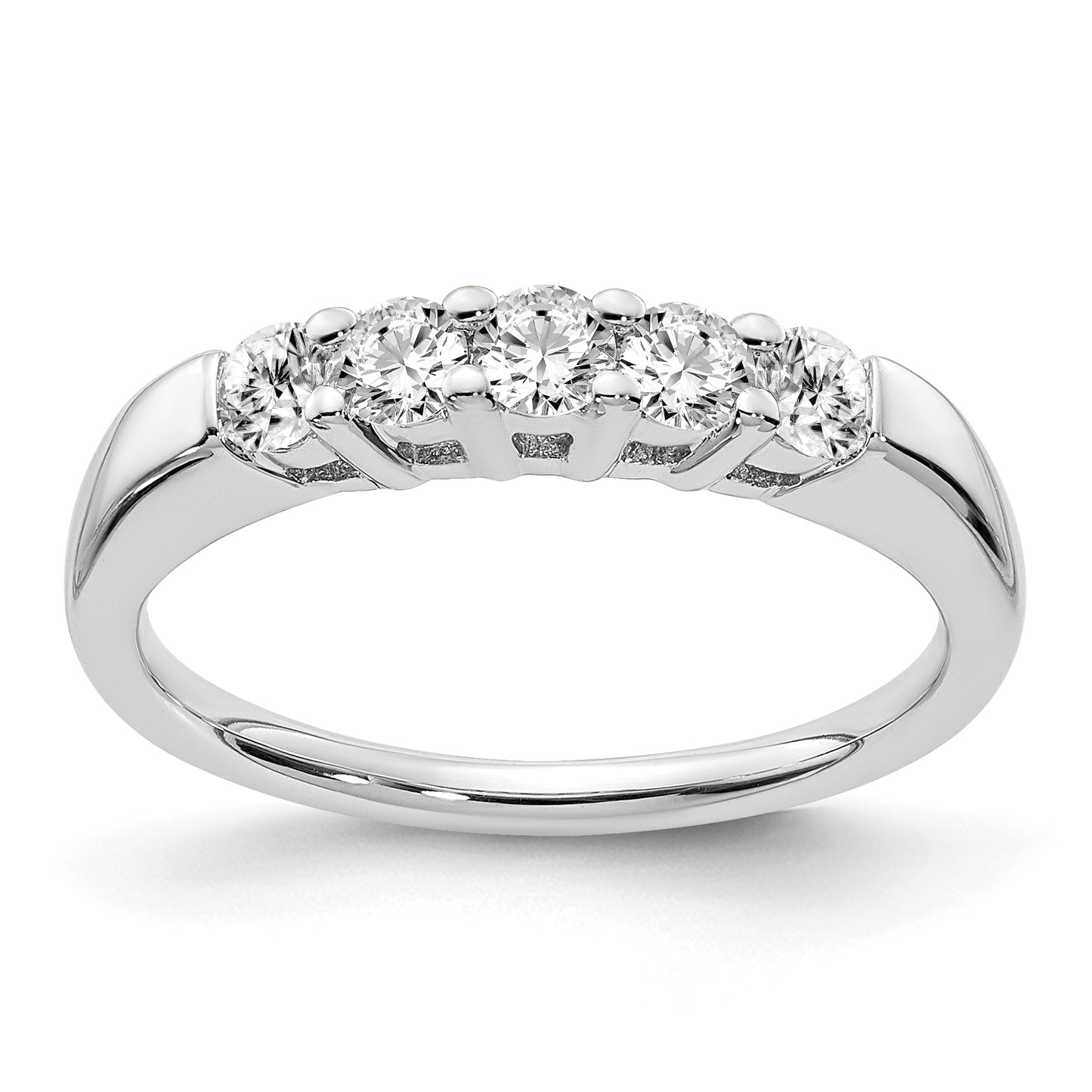 0.50ct. CZ Solid Real 14K White Gold 5-Stone Wedding Band Ring