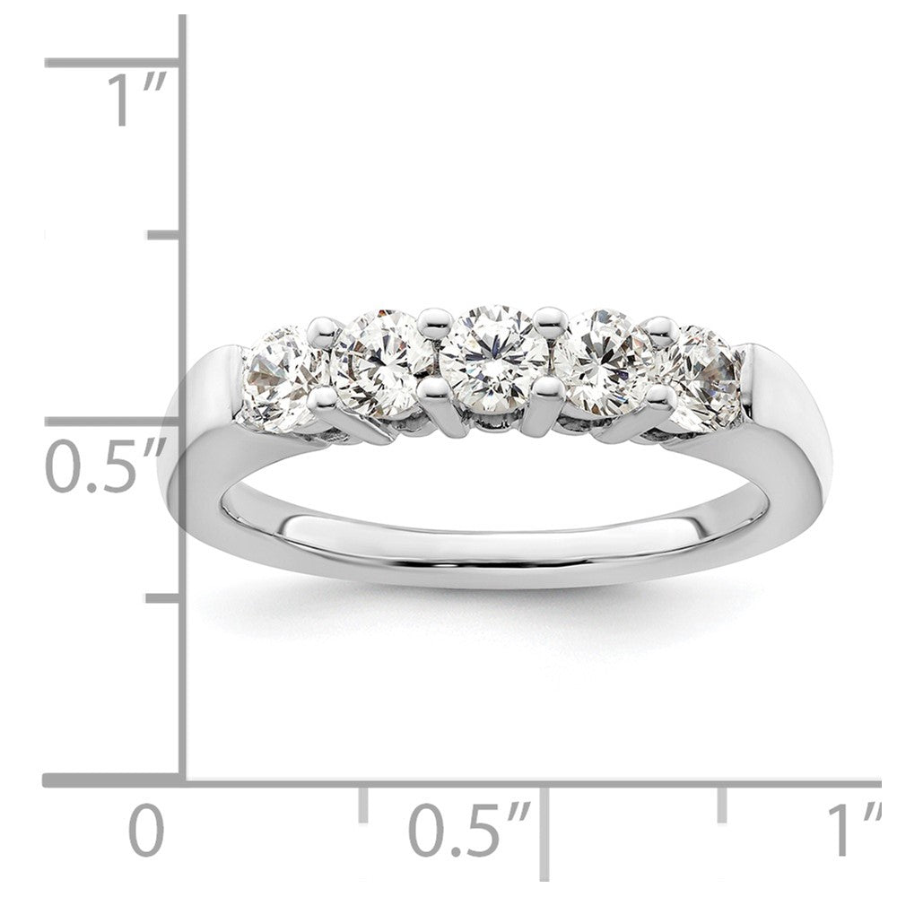 14K White Gold 5-Stone Real Diamond Band