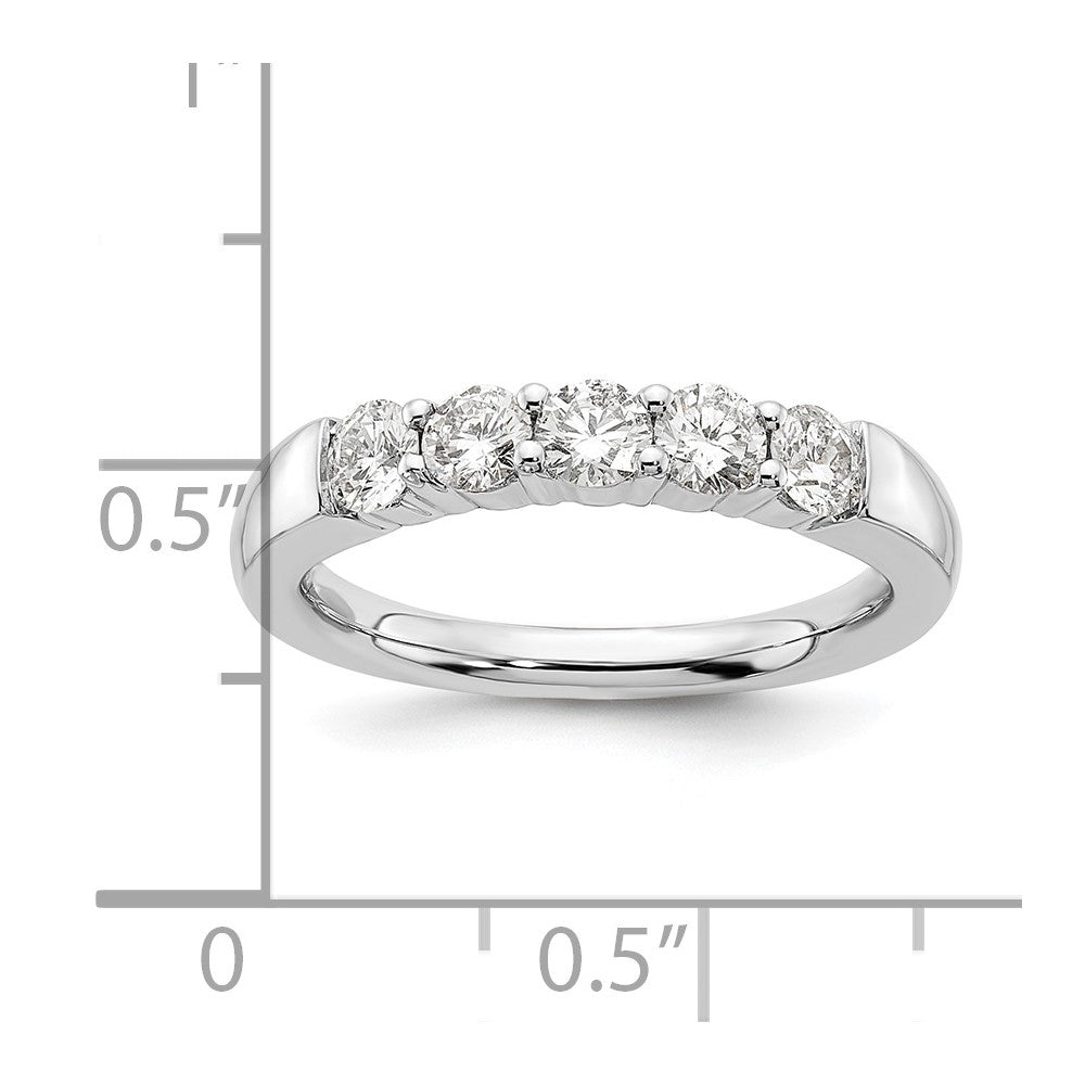 0.75ct. CZ Solid Real 14K White Gold 5-Stone Wedding Band Ring