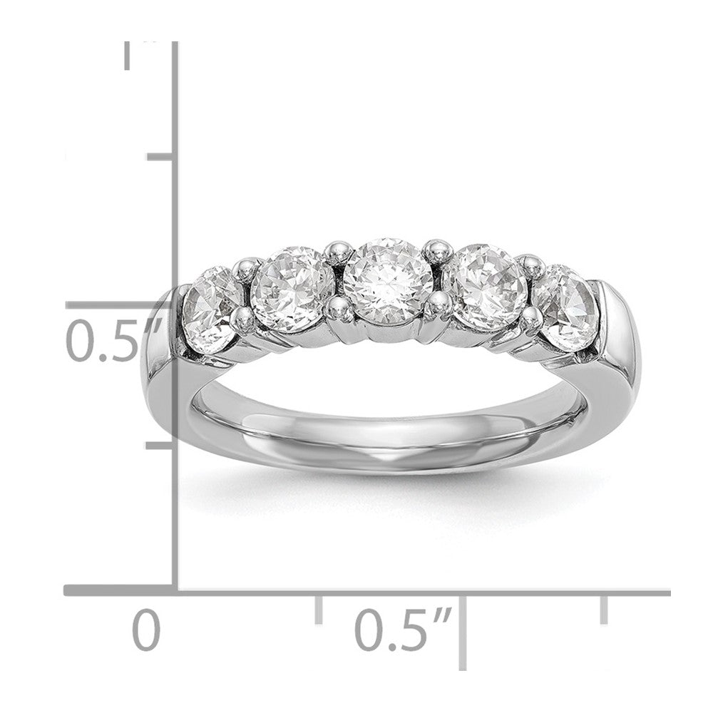 14K White Gold 5-Stone Real Diamond Band