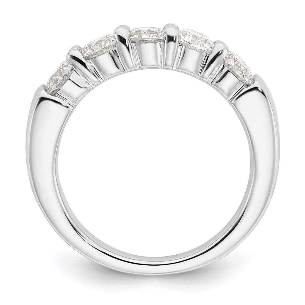 14K White Gold 5-Stone Real Diamond Band