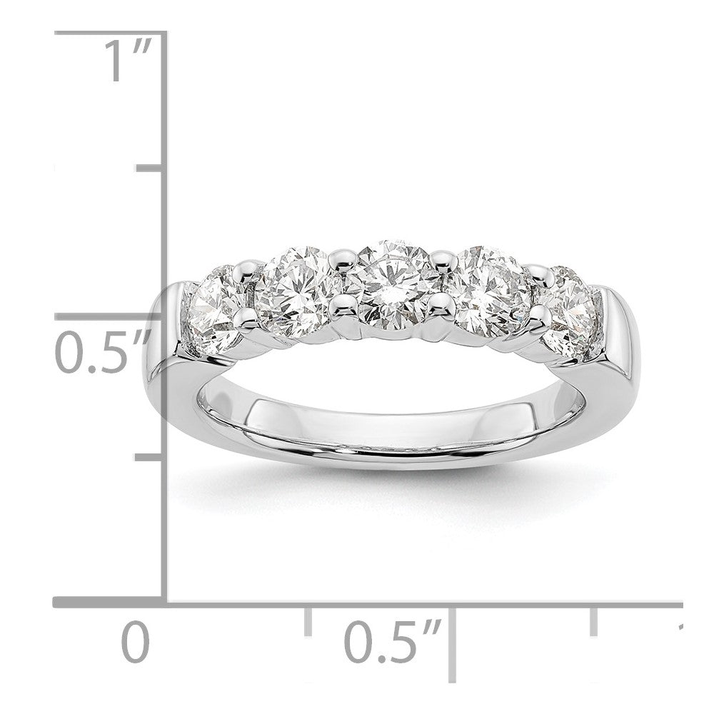 14K White Gold 5-Stone Real Diamond Band