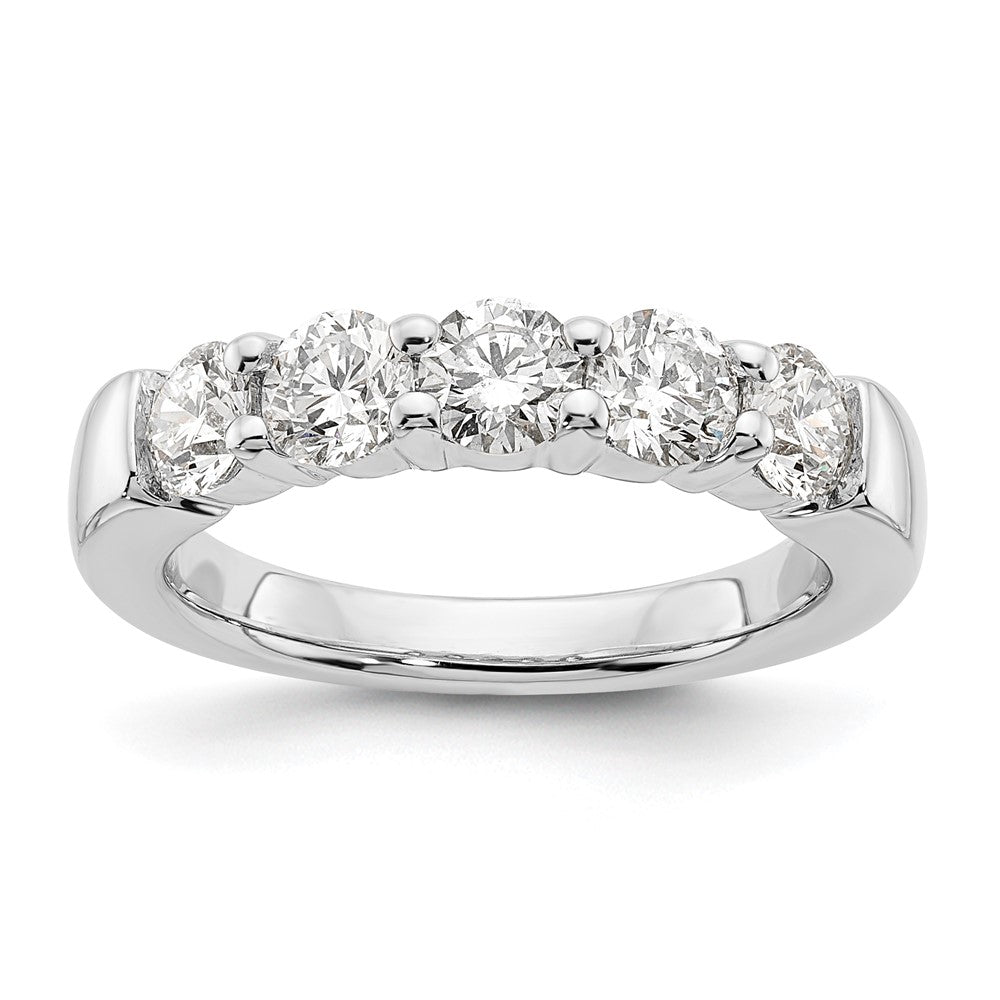 14K White Gold 5-Stone Real Diamond Band