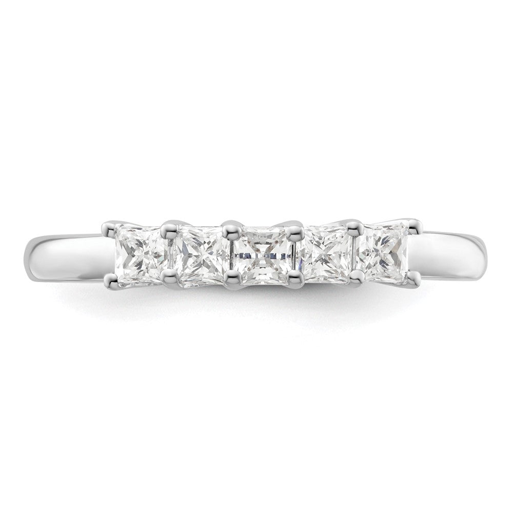 14K White Gold 5-Stone Real Diamond Band