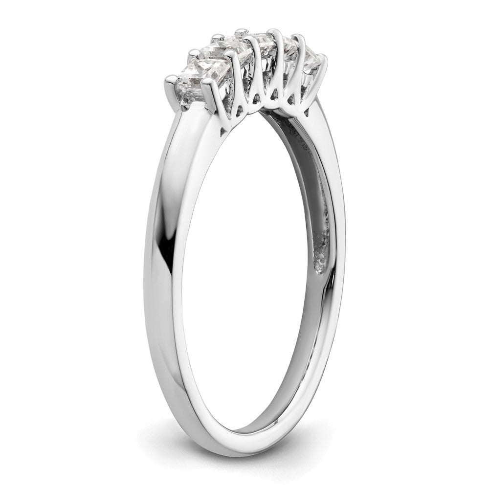 14K White Gold 5-Stone Real Diamond Band