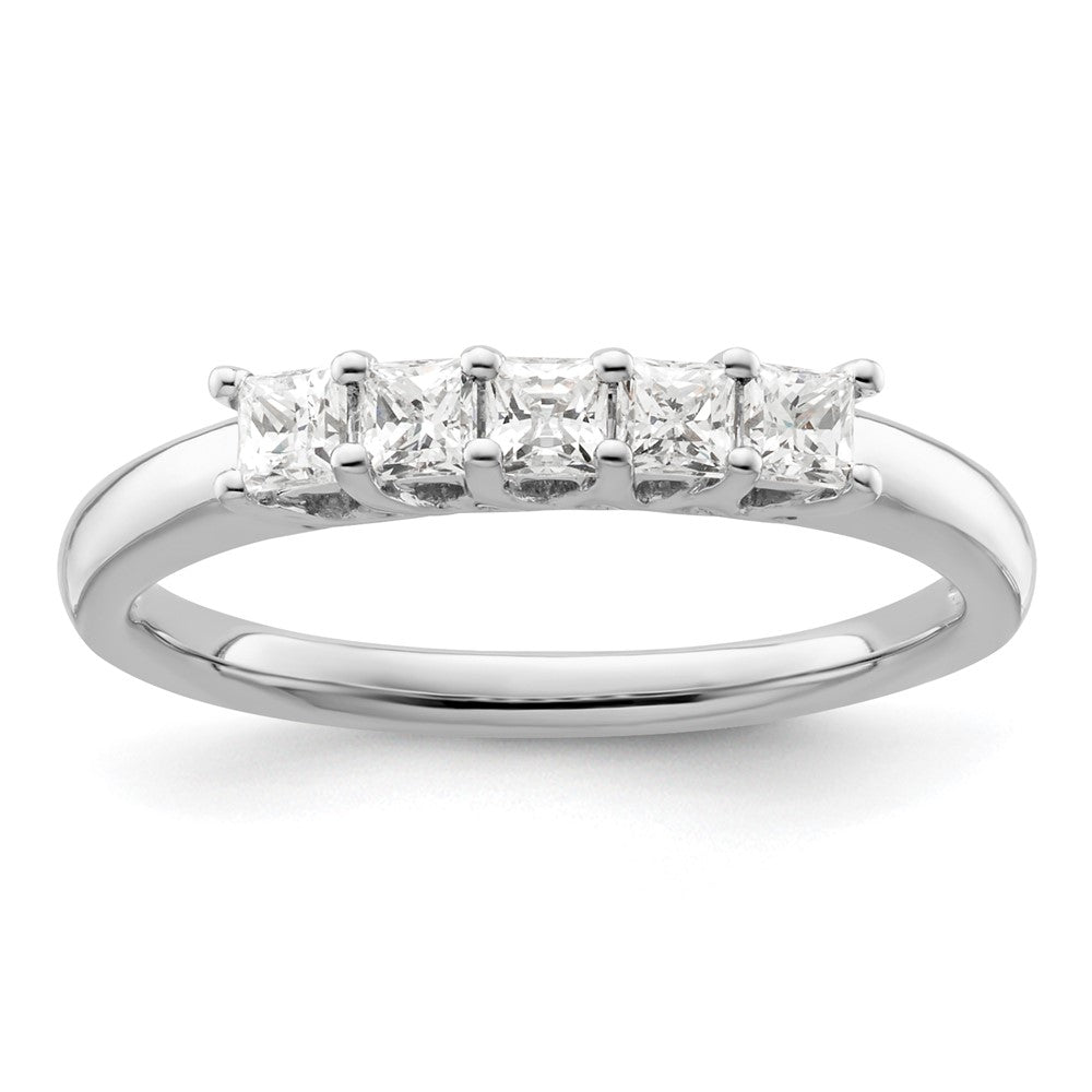 14K White Gold 5-Stone Real Diamond Band