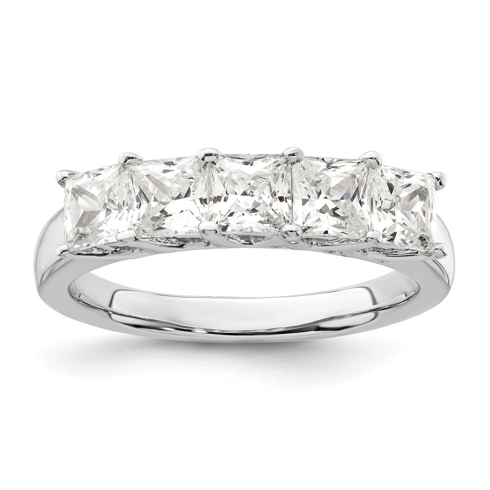 14K White Gold 5-Stone Real Diamond Band