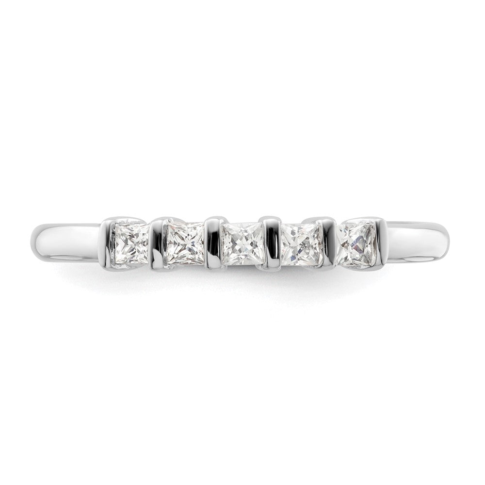 14K White Gold 5-Stone Real Diamond Band