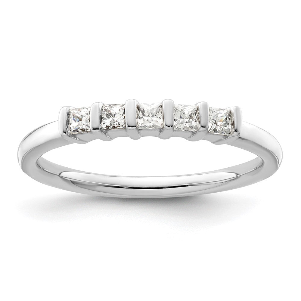 14K White Gold 5-Stone Real Diamond Band