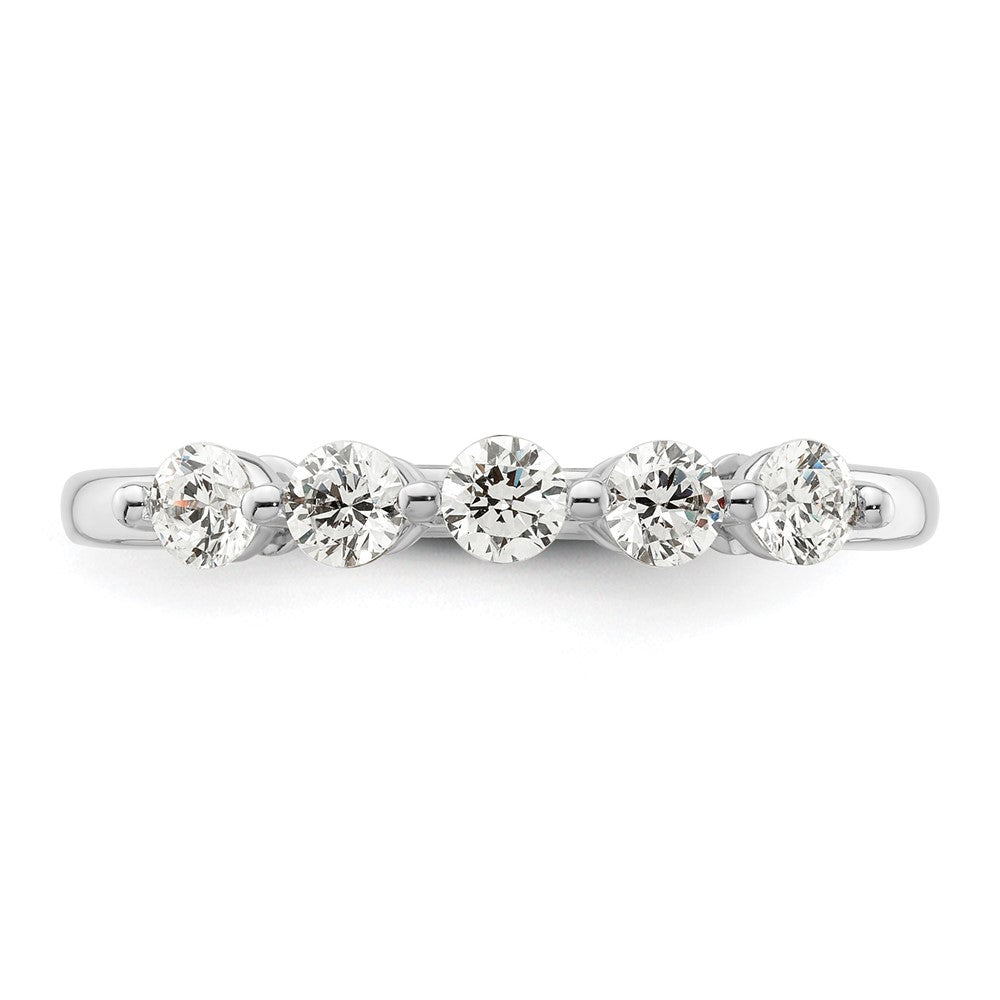 14K White Gold 5-Stone Real Diamond Band