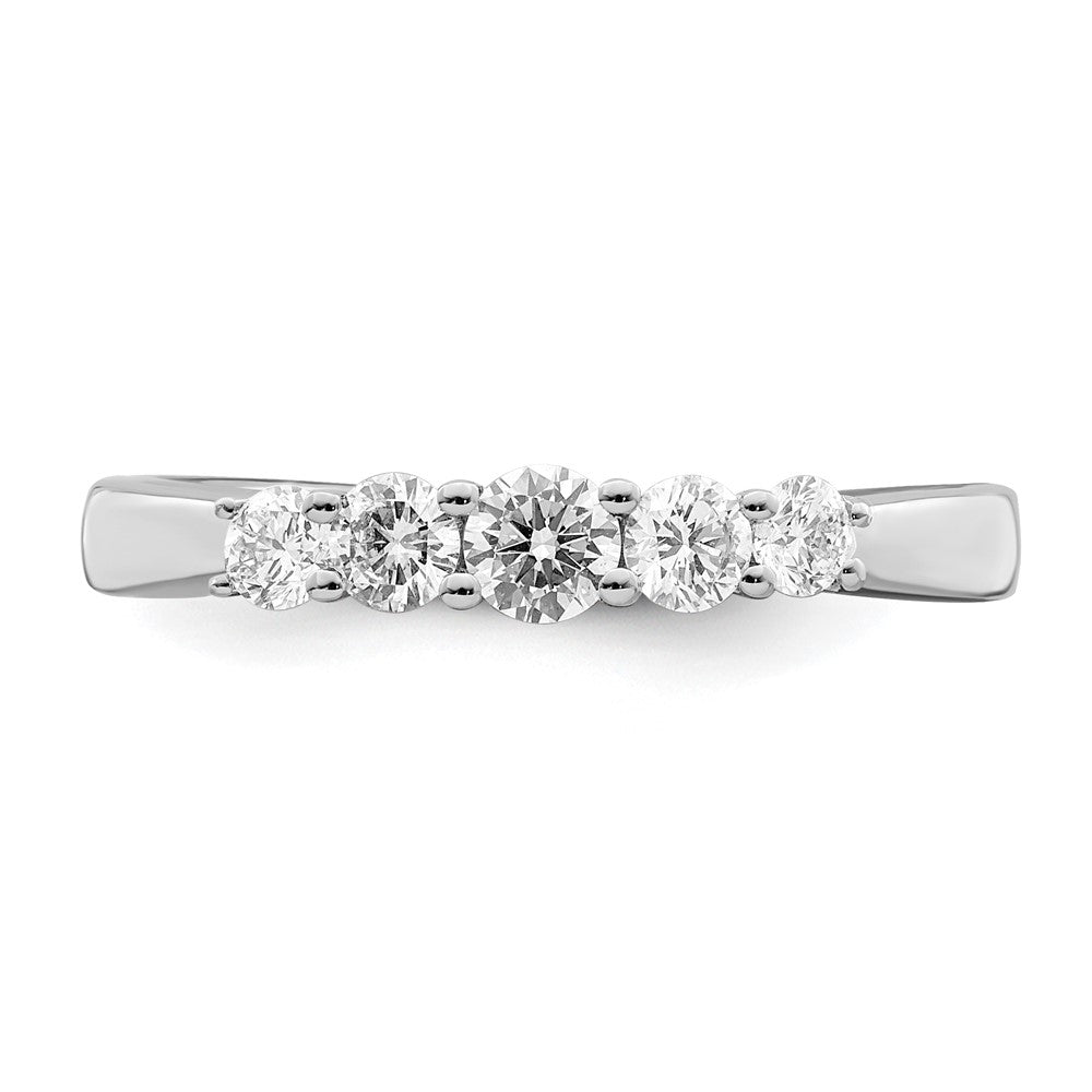 14K White Gold 5-Stone Real Diamond Band