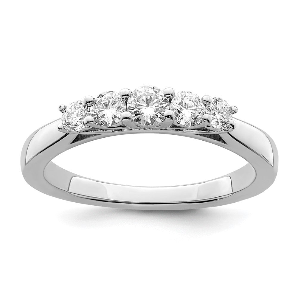 14K White Gold 5-Stone Real Diamond Band