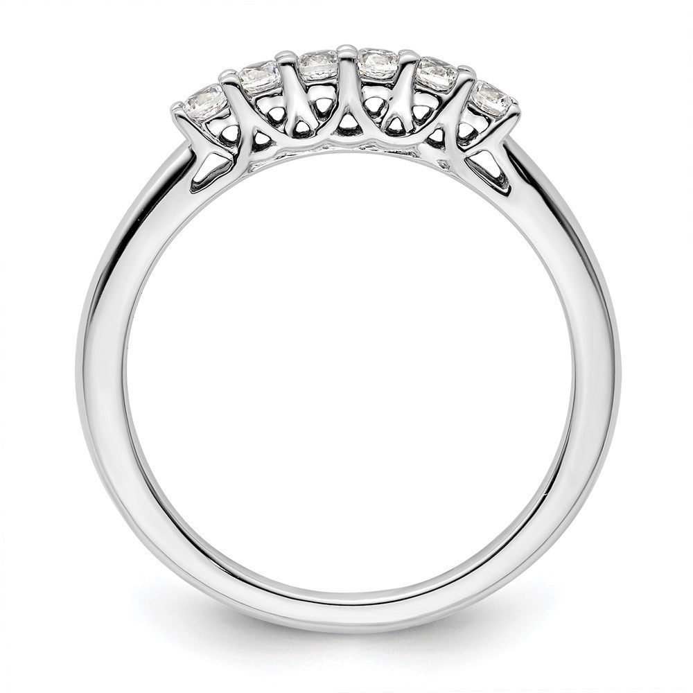 14K White Gold 6-Stone Real Diamond Band