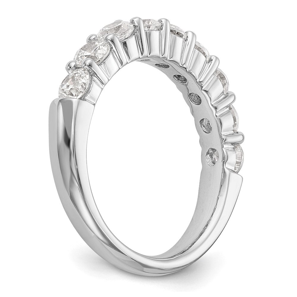 14K White Gold 9-Stone Real Diamond Band