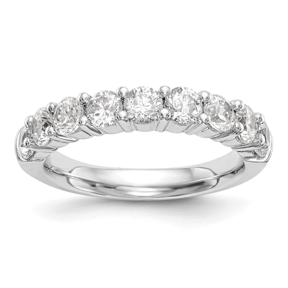 14K White Gold 9-Stone Real Diamond Band