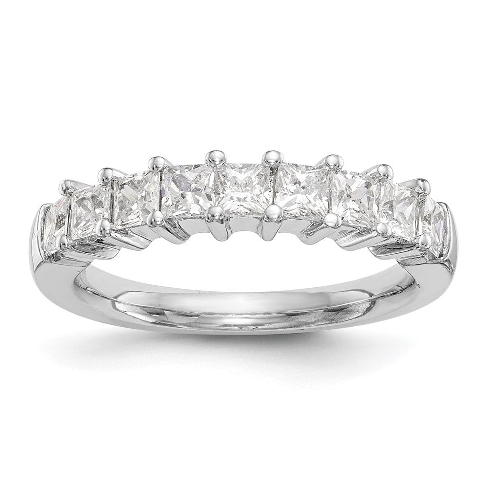 14K White Gold 9-Stone Real Diamond Band