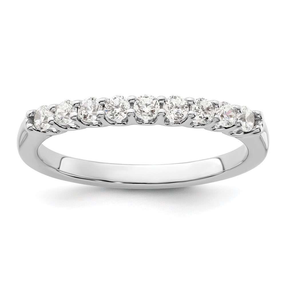 14K White Gold 9-Stone Real Diamond Band