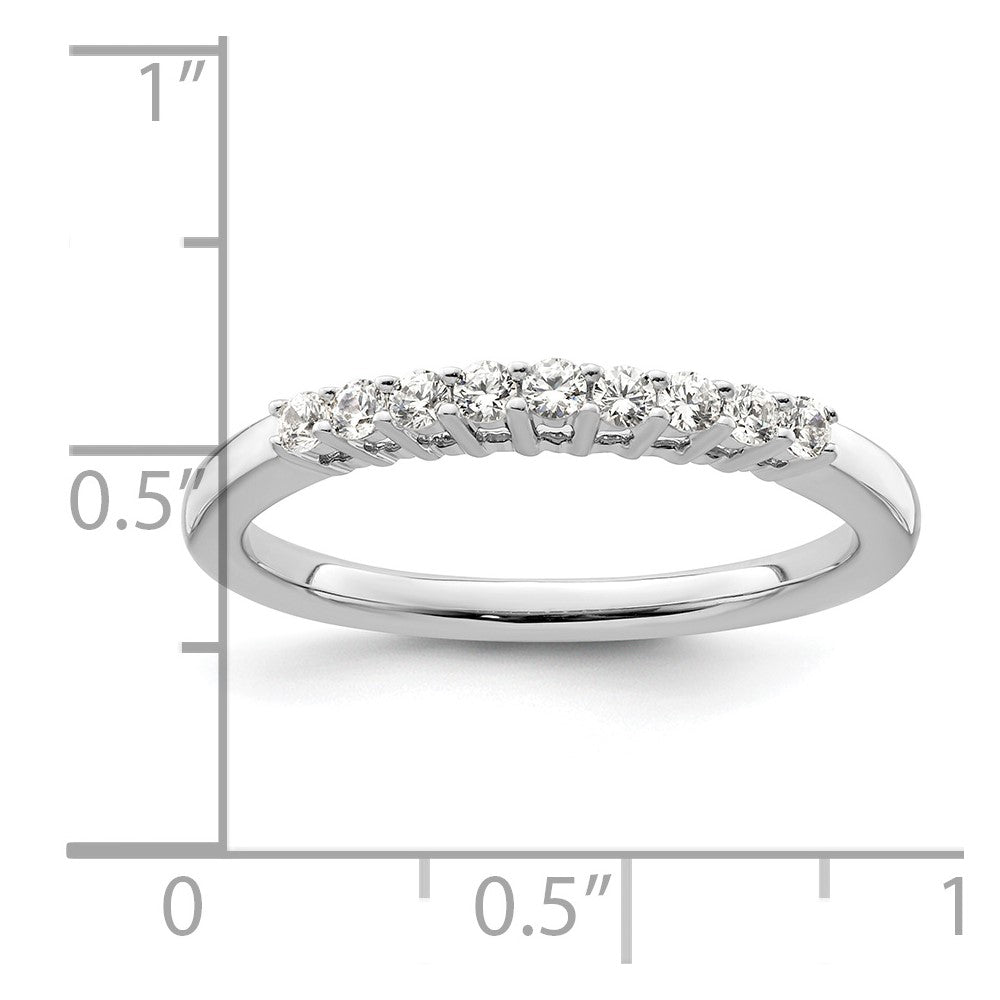 14K White Gold 9-Stone Real Diamond Band