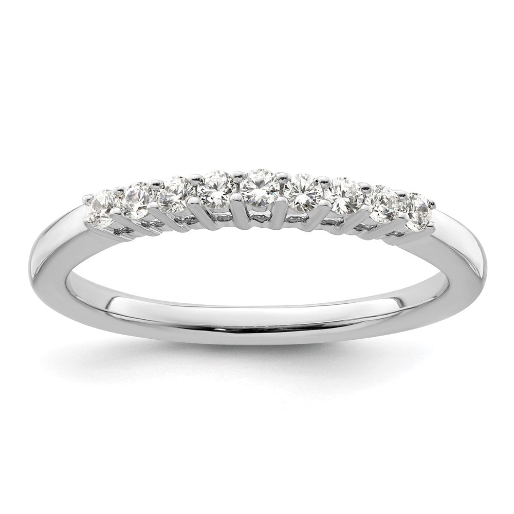 14K White Gold 9-Stone Real Diamond Band