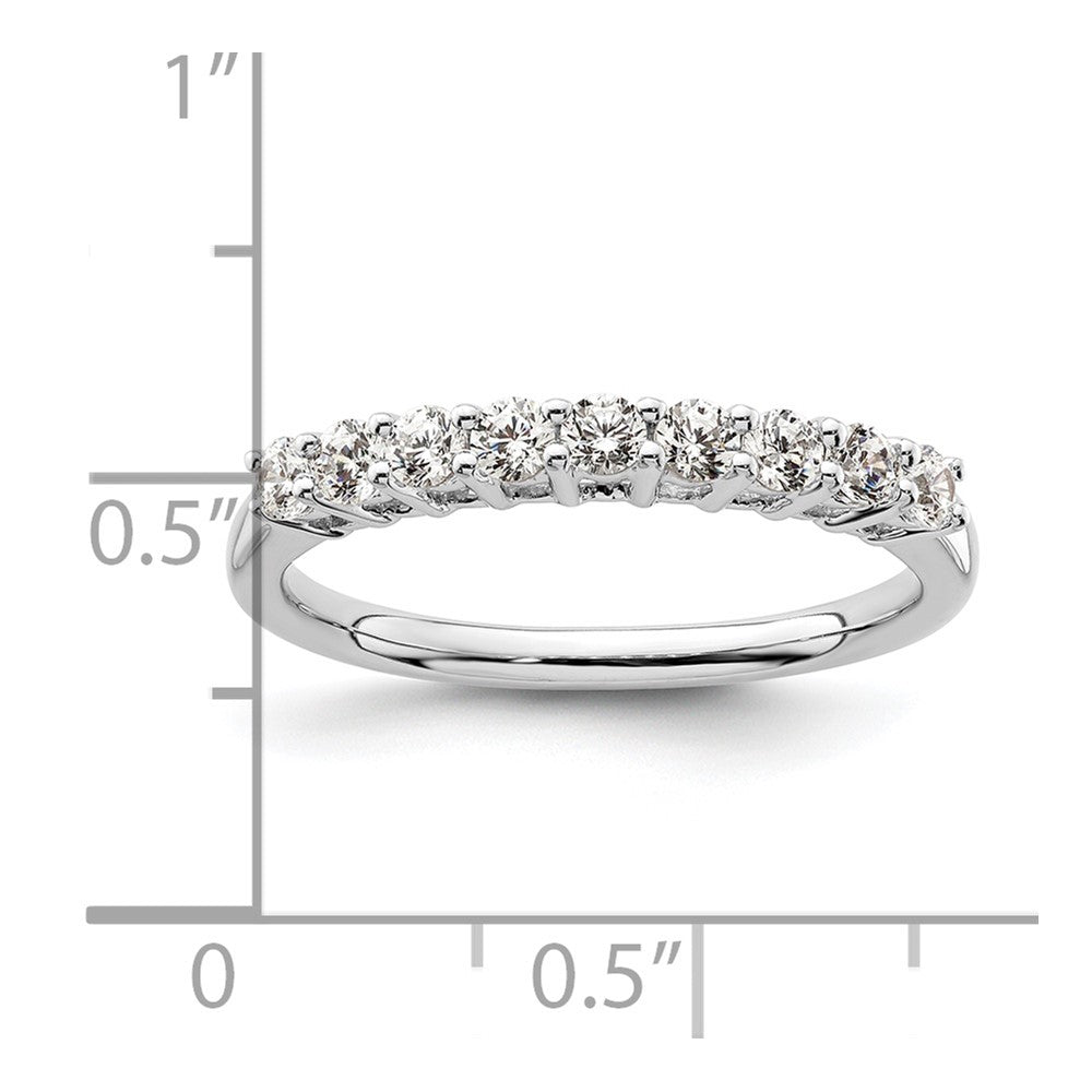 14K White Gold 9-Stone Real Diamond Band