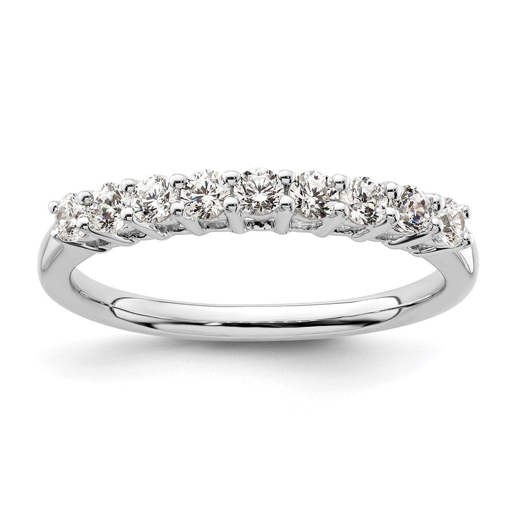 14K White Gold 9-Stone Real Diamond Band