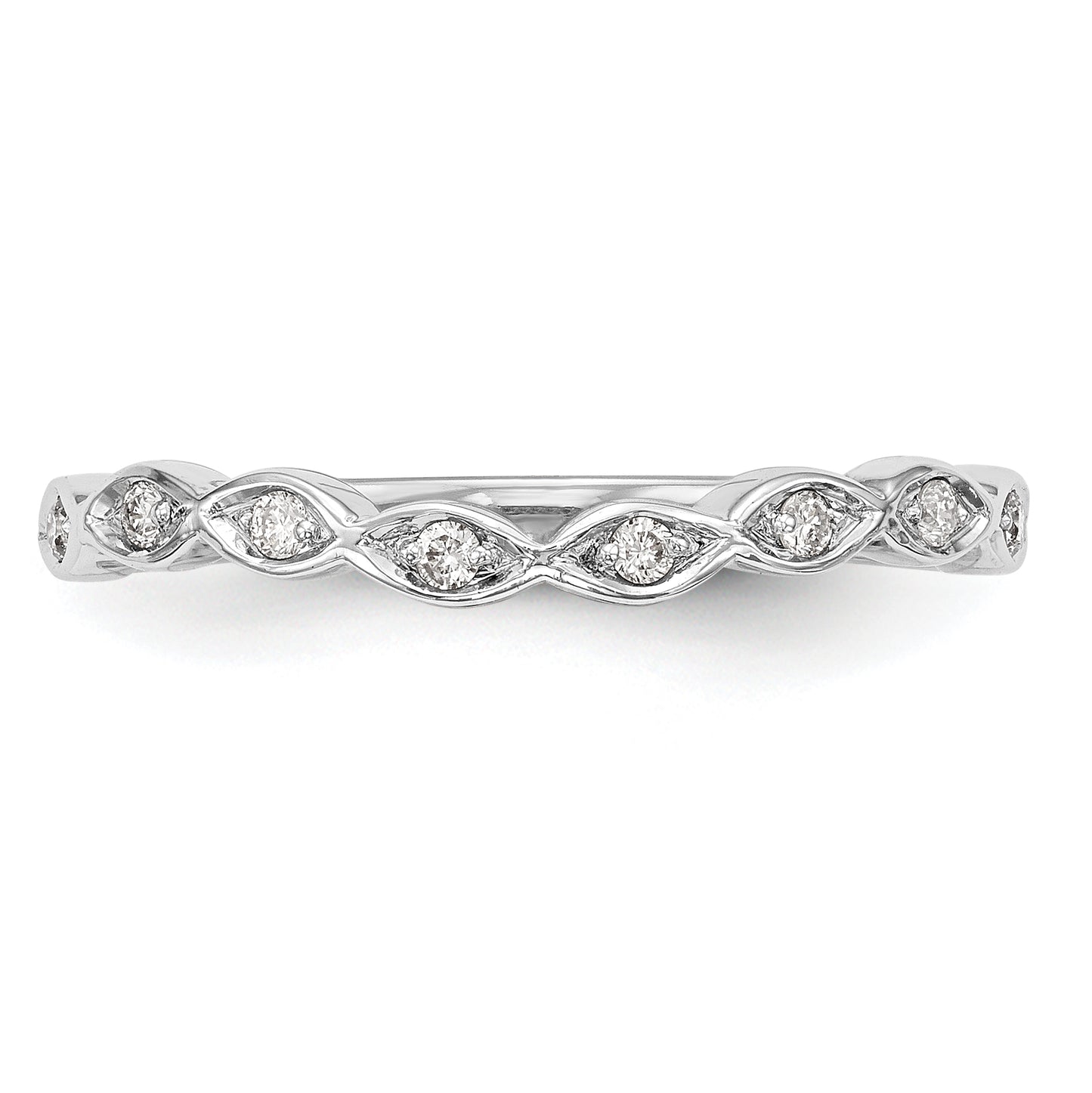 0.08ct. CZ Solid Real 14K White Gold Wedding Band Ring