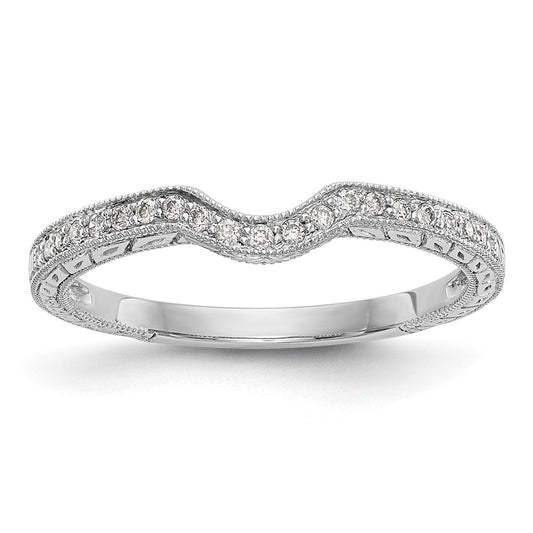 0.14ct. CZ Solid Real 14K White Gold Wedding Band Ring