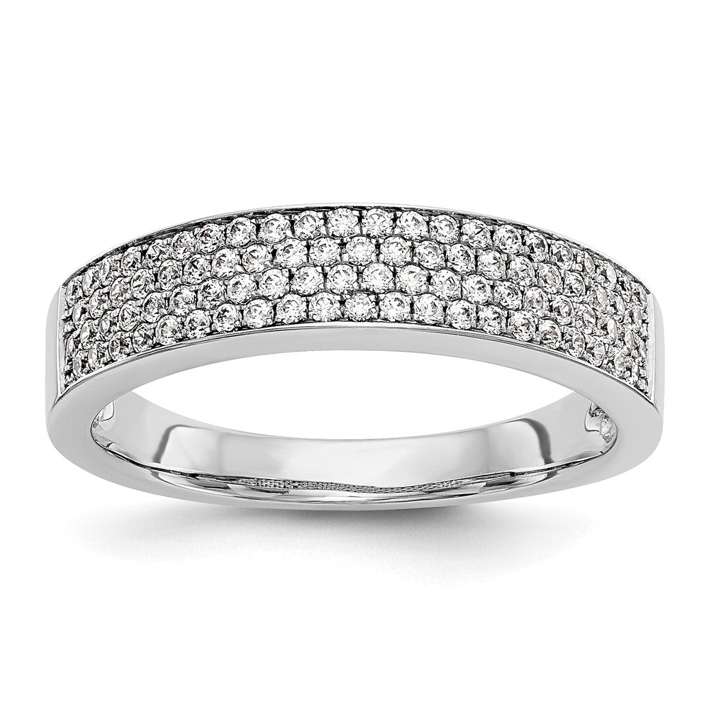 14K White Gold Micro Pave Real Diamond Band