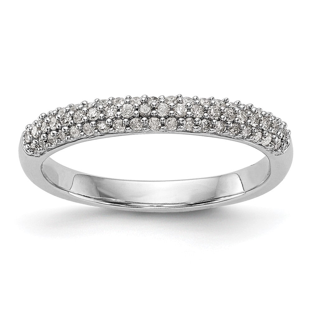 14K White Gold Micro Pave Real Diamond Band