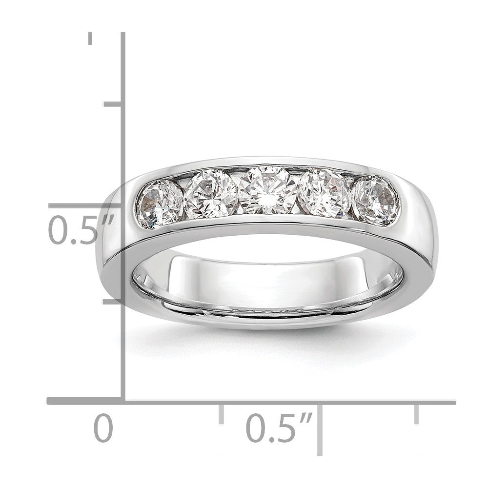 14k White Gold 5-Stone 1 carat Round Diamond Complete Channel Band