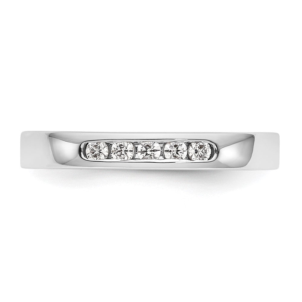 0.14ct. CZ Solid Real 14K White Gold 5-Stone Channel Wedding Band Ring