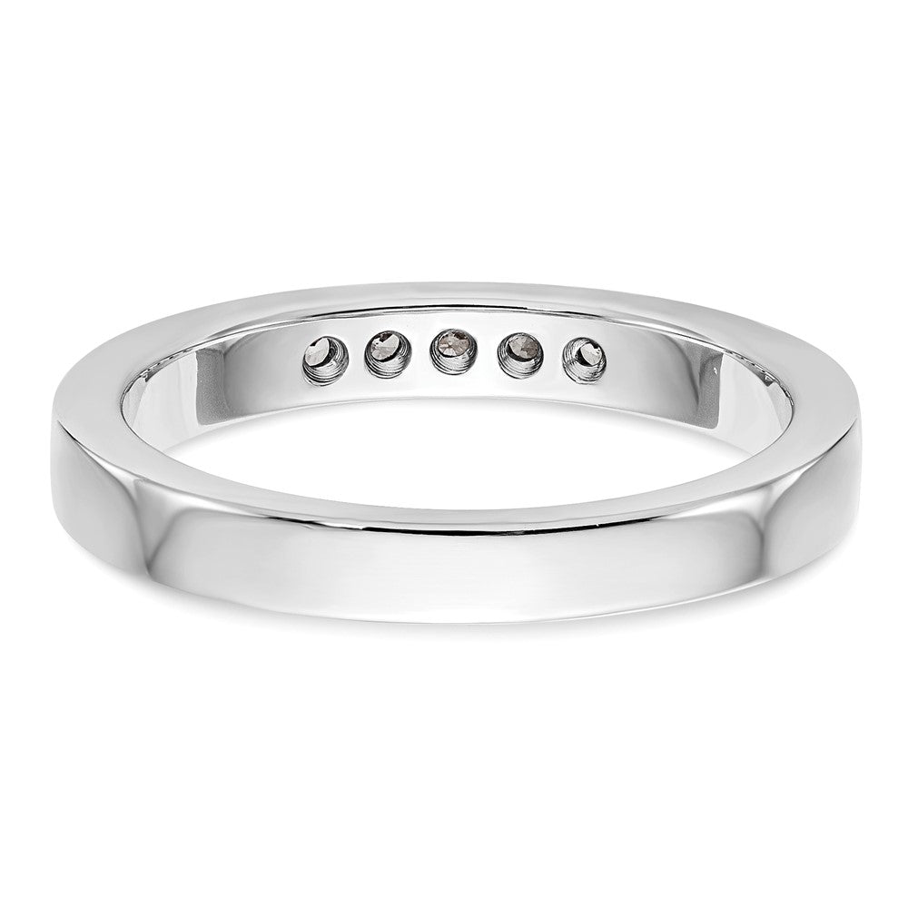 0.14ct. CZ Solid Real 14K White Gold 5-Stone Channel Wedding Band Ring