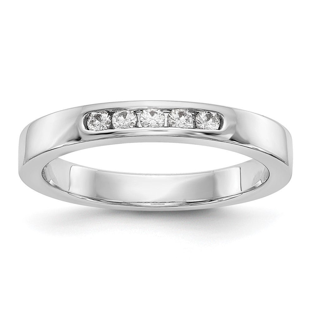 14K White Gold 5-Stone Real Diamond Channel Band