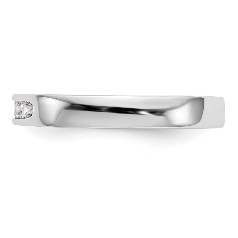 0.20ct. CZ Solid Real 14K White Gold 5-Stone Channel Wedding Band Ring