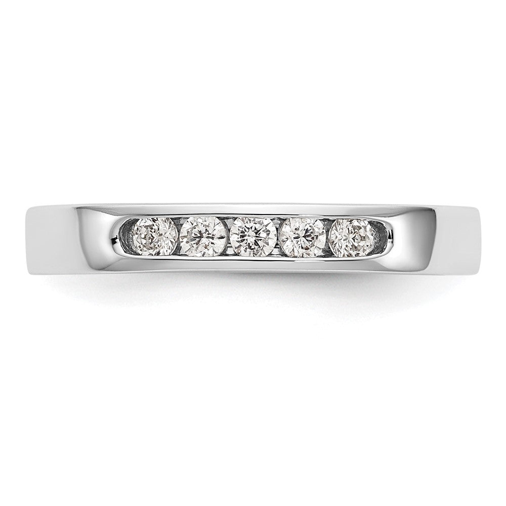 0.20ct. CZ Solid Real 14K White Gold 5-Stone Channel Wedding Band Ring