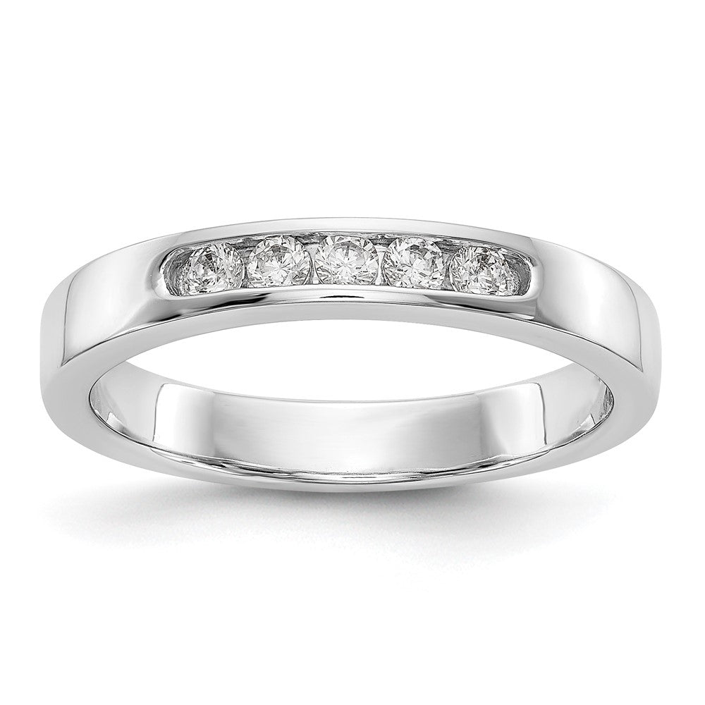 0.20ct. CZ Solid Real 14K White Gold 5-Stone Channel Wedding Band Ring